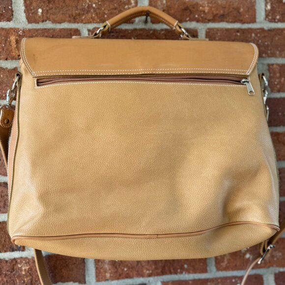 Esprit Tan Leather Messenger Laptop Bag - Picture 2 of 10